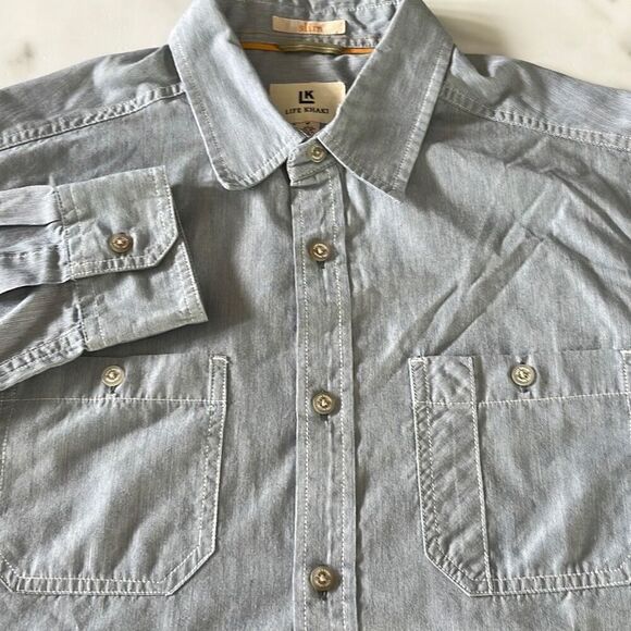 Life Khaki Slim Fit Double Pocket Button Front Shirt Mens M - Picture 1 of 10